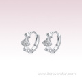 9255 Sterling Silver CZ Hoop Earrings Silver